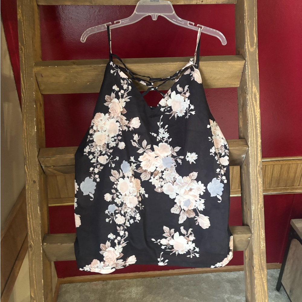 Floral Black Sleeveless Top